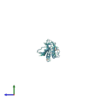 PDB entry 1zdr coloured by chain, side view.