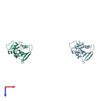 PDB entry 1zdr coloured by chain, top view.