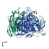 PDB entry 1zds coloured by chain, top view.