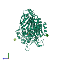 PDB entry 1zeb coloured by chain, side view.