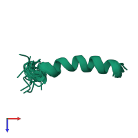 PDB entry 1zec coloured by chain, ensemble of 20 models, top view.