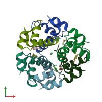 PDB entry 1zei coloured by chain, front view.