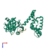 PDB entry 1zej coloured by chain, top view.