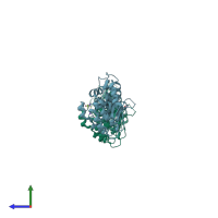 PDB entry 1zel coloured by chain, side view.