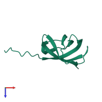 PDB entry 1zeq coloured by chain, top view.