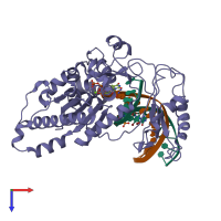 PDB entry 1zet coloured by chain, top view.