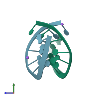 PDB entry 1zey coloured by chain, side view.