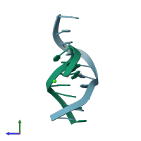 PDB entry 1zez coloured by chain, side view.