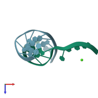 PDB entry 1zez coloured by chain, top view.