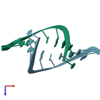 PDB entry 1zf1 coloured by chain, top view.