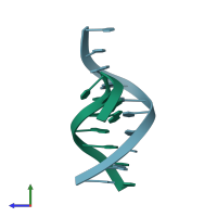 PDB entry 1zf2 coloured by chain, side view.