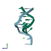 PDB entry 1zf3 coloured by chain, side view.