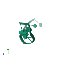 PDB entry 1zf5 coloured by chain, side view.
