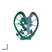 PDB entry 1zf6 coloured by chain, side view.
