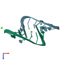 PDB entry 1zf6 coloured by chain, top view.