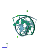 PDB entry 1zf7 coloured by chain, side view.