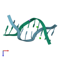 PDB entry 1zf7 coloured by chain, top view.