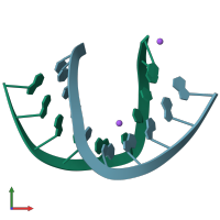 PDB entry 1zf9 coloured by chain, front view.