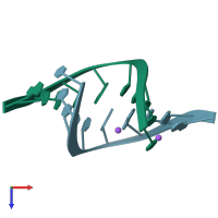 PDB entry 1zf9 coloured by chain, top view.