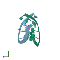 PDB entry 1zfa coloured by chain, side view.