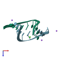 PDB entry 1zfa coloured by chain, top view.