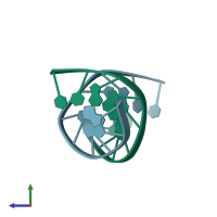 PDB entry 1zfg coloured by chain, side view.