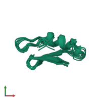 PDB entry 1zfu coloured by chain, ensemble of 10 models, front view.