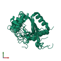 PDB entry 1zg2 coloured by chain, ensemble of 10 models, front view.