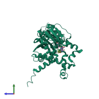 PDB entry 1zg3 coloured by chain, side view.
