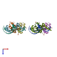 PDB entry 1zg5 coloured by chain, top view.