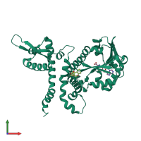 PDB entry 1zga coloured by chain, front view.