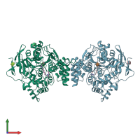 PDB 1zgc coloured by chain and viewed from the front.
