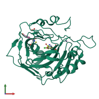 Monomeric assembly 1 of PDB entry 1zgf coloured by chemically distinct molecules, front view.