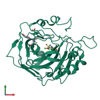 PDB entry 1zgf coloured by chain, front view.