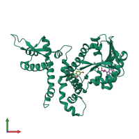 PDB entry 1zgj coloured by chain, front view.