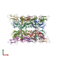 PDB entry 1zgl coloured by chain, front view.