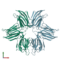 PDB entry 1zgr coloured by chain, front view.