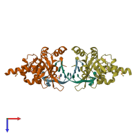 PDB entry 1zh5 coloured by chain, top view.