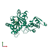 PDB entry 1zh6 coloured by chain, front view.