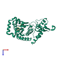 PDB entry 1zh6 coloured by chain, top view.