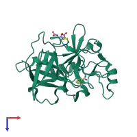 PDB entry 1zhp coloured by chain, top view.