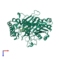 PDB entry 1zht coloured by chain, top view.
