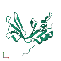 PDB entry 1zhv coloured by chain, front view.