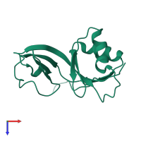 PDB entry 1zhv coloured by chain, top view.