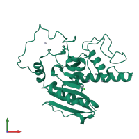 PDB entry 1zi1 coloured by chain, front view.