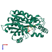 PDB entry 1zid coloured by chain, top view.