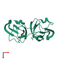 PDB entry 1zie coloured by chain, top view.