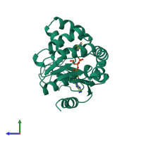 PDB entry 1zin coloured by chain, side view.