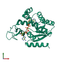 PDB entry 1zio coloured by chain, front view.