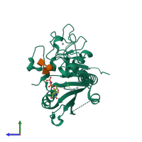 PDB entry 1zj2 coloured by chain, side view.